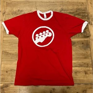 Red bass guitar T. As seen in Scott Pilgrim!